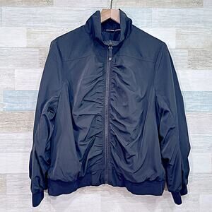 Chicos Zenergy Ruched Bomber Track Jacket Black Activewear Womens XL 16 18 3